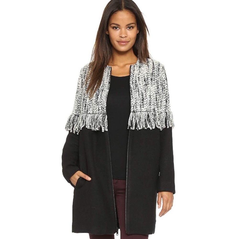 Loeffler Randall Long Fringe Coat size S